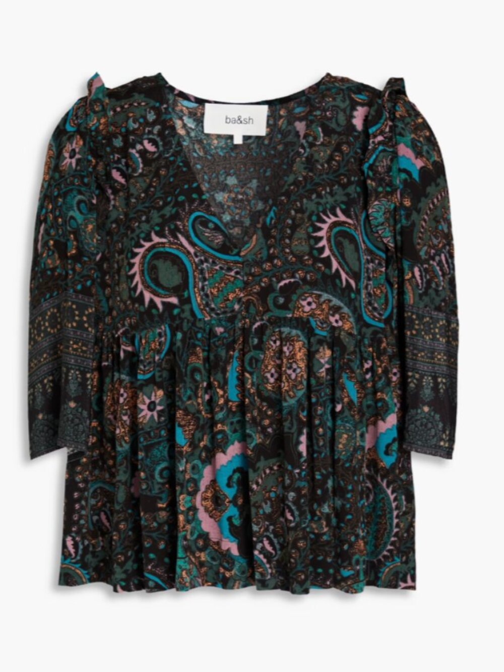 ba&sh Zarry paisley-print crepe blouse XS EUC